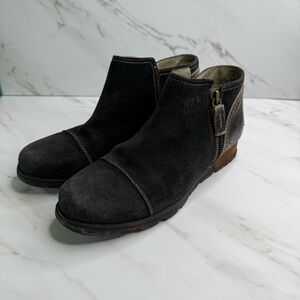 Sorel Major Low Ankle Wedge Boots Suede Leather Booties Gorp Casual